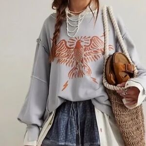 NWOT Free People Graphic Zion Eagle Camden Sweatshirt
